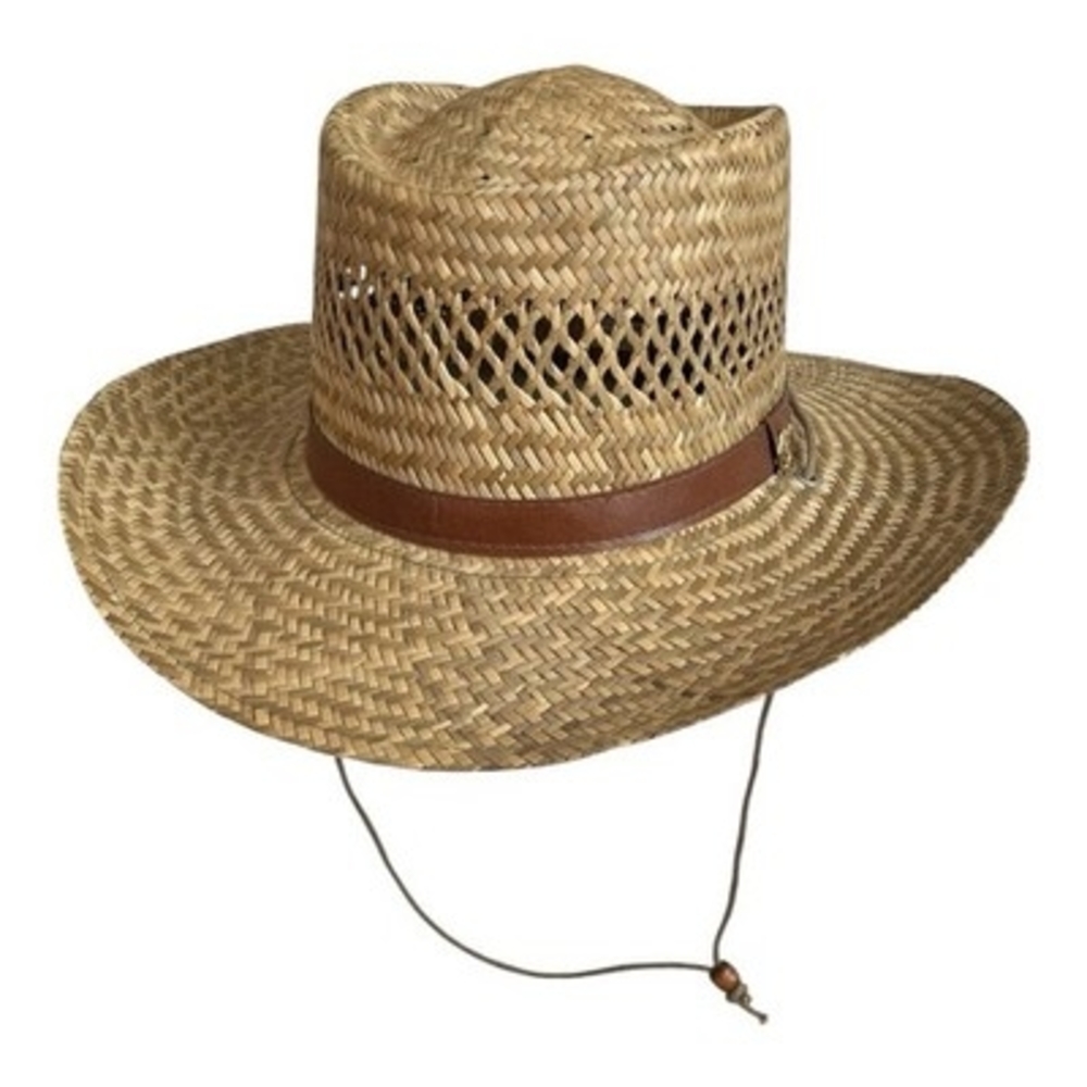 Dorfman Pacific Men's Tan Sun hat Rush Gambler Straw Hat Natural Size Small VG - Picture 5 of 9